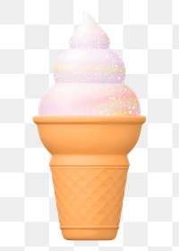 Vanilla ice cream png sticker, 3D rendering, transparent background