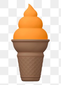 Png Thai tea ice cream sticker, 3D rendering, transparent background