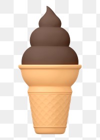 Chocolate ice cream png sticker, 3D rendering, transparent background