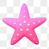 Pink starfish png sticker, 3D rendering, transparent background