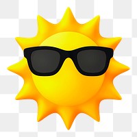 Funny sun png sticker, 3D rendering, transparent background