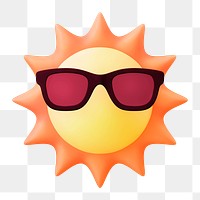 Cartoon sun png sticker, 3D rendering, transparent background