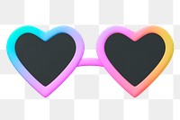 Heart sunglasses png sticker, 3D rendering, transparent background