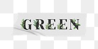 Green png word sticker typography, transparent background