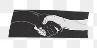 Handshake png tape sticker, black & white design transparent background