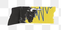 Bull market png tape sticker, stock market, transparent background