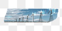 Wind turbines png tape sticker, environment, transparent background