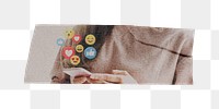Social network png tape sticker, transparent background