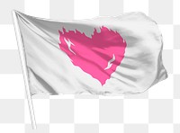 Burning pink heart png flag waving, Valentine concept