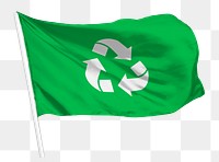 Green recycle png flag waving graphic