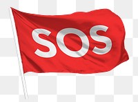 SOS red png flag waving graphic