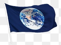 Blue png flag waving, Earth sticker