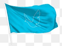 blue png flag waving, line art dove