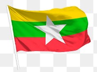 Myanmar flag png waving, national symbol graphic