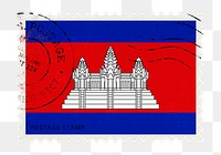 Cambodia flag png post stamp sticker, transparent background