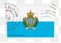 San Marino flag png post stamp sticker, transparent background