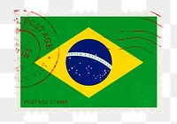 Brazil flag png post stamp sticker, transparent background