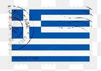 Greece flag png post stamp sticker, transparent background