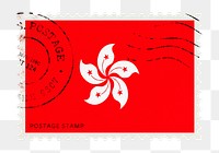 Hong Kong flag png post stamp sticker, transparent background