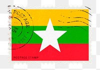  Myanmar flag png post stamp sticker, transparent background