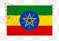 Ethiopia flag png post stamp sticker, transparent background