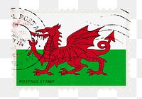 Wales flag png post stamp sticker, transparent background