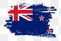 Png flag of New Zealand sticker, paint stroke design, transparent background