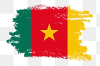 Cameroon flag png sticker, paint stroke design, transparent background