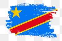 Congolese flag png sticker, paint stroke design, transparent background