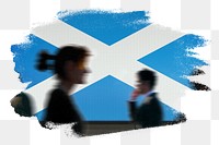 Scotland png flag brush stroke sticker, silhouette people, transparent background