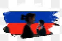 Russia png flag brush stroke sticker, silhouette people, transparent background