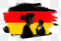 Germany png flag brush stroke sticker, silhouette people, transparent background