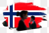 Iceland png flag brush stroke sticker, silhouette people, transparent background