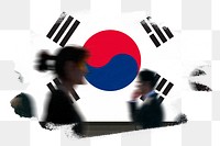 South Korea png flag brush stroke sticker, silhouette people, transparent background