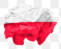 Poland flag png crumpled paper sticker, transparent background