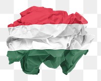 Hungary flag png sticker, crumpled paper, transparent background