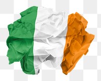 Ireland flag png sticker, crumpled paper, transparent background