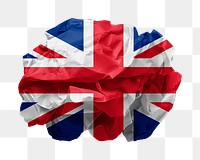 UK flag png crumpled paper sticker, transparent background