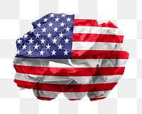 USA flag png crumpled paper sticker, transparent background