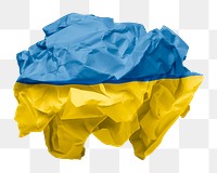 Ukraine flag png crumpled paper sticker, transparent background