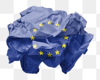 European union flag png crumpled paper sticker, transparent background