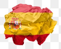 Spain flag png crumpled paper sticker, transparent background