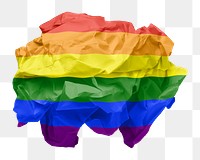 Rainbow LGBTQ flag png crumpled paper sticker, transparent background