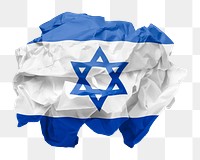 Israel flag png crumpled paper sticker, transparent background