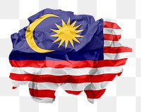 Malaysia flag png crumpled paper sticker, transparent background