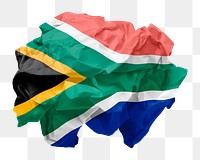 South Africa flag png crumpled paper sticker, transparent background