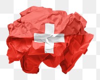 Switzerland flag png crumpled paper sticker, transparent background