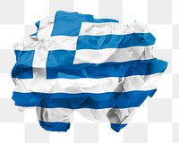 Greece flag png crumpled paper sticker, transparent background