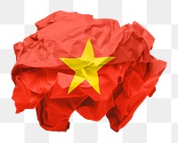 Vietnam flag png crumpled paper sticker, transparent background