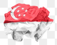 Singapore flag png crumpled paper sticker, transparent background